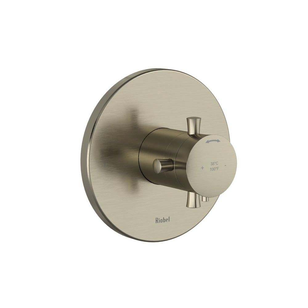 Riobel TEDTM44+BN Edge 1/2" Therm & Pressure Balance Trim With 2 Functions - Brushed Nickel