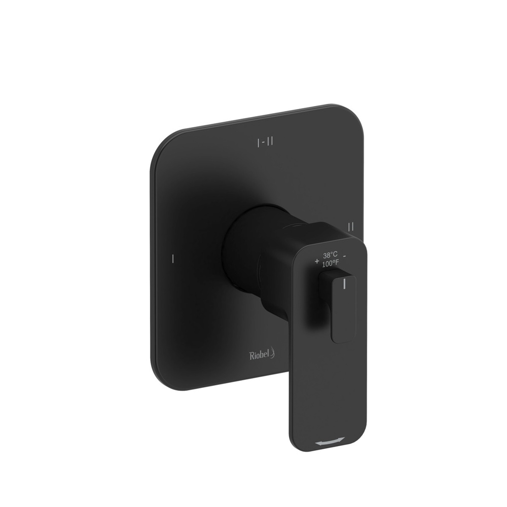 Riobel TEQ23BK Equinox 1/2" Therm & Pressure Balance Trim With 3 Functions - Black