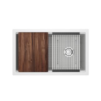 Riobel FAUM3018WSWH Fonsa 30" Quartz Chef/Workstation Sink With Accessories - White (WH)