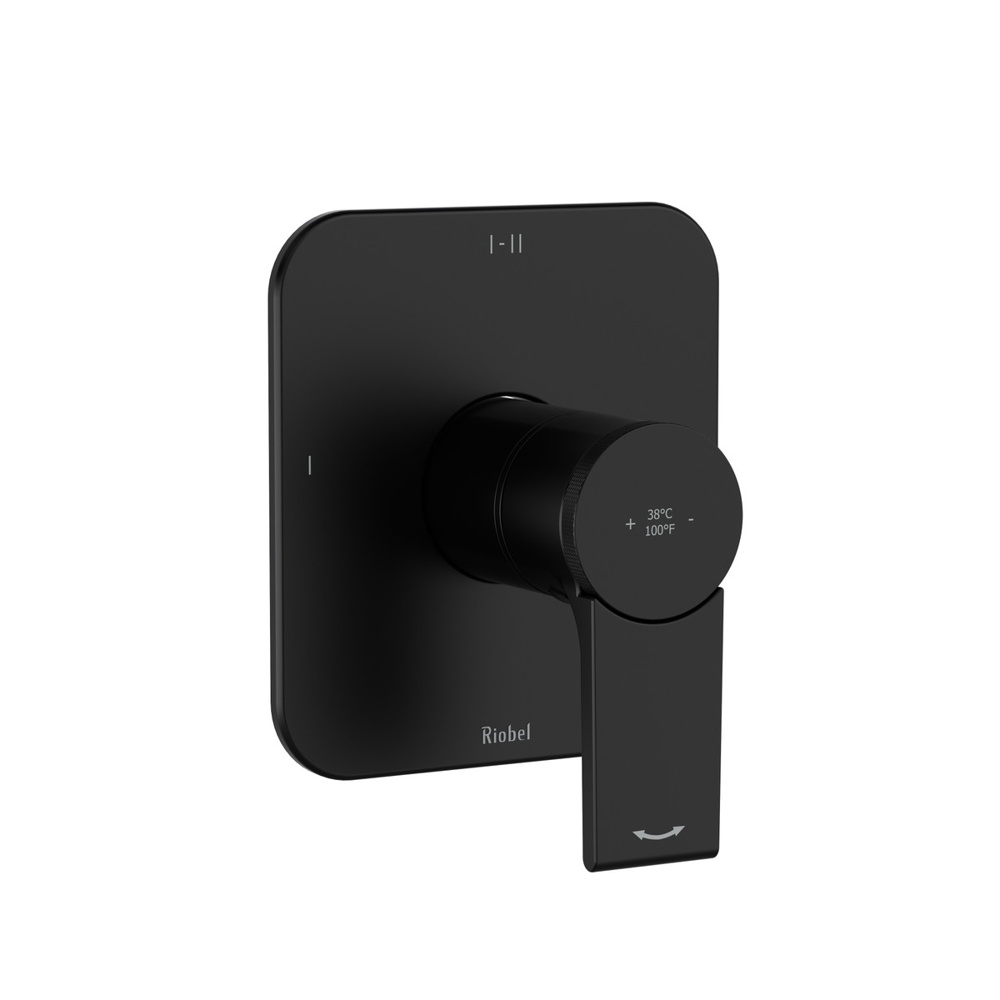 Riobel TFR23BK Fresk 1/2" Therm & Pressure Balance Trim With 3 Functions - Black