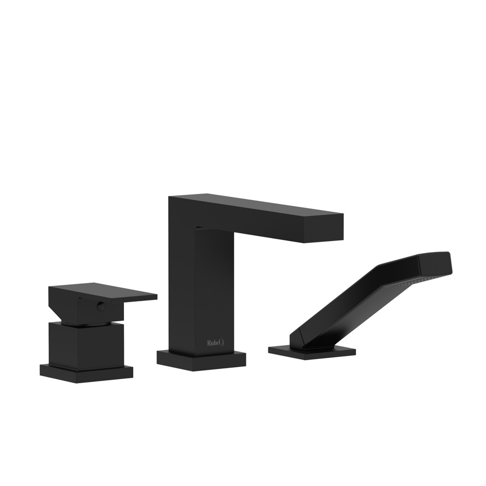 Riobel TUS10BK Kubik 3-Hole Deck Mount Tub Filler Trim - Black