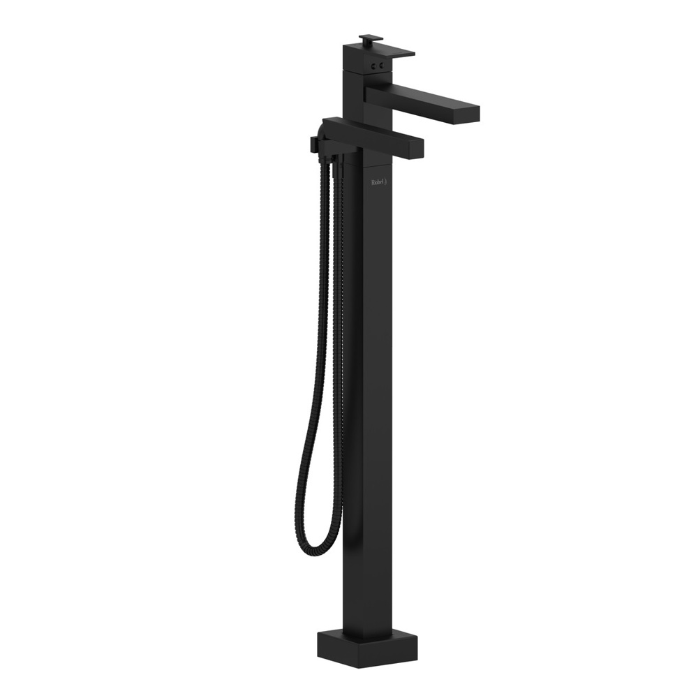 Riobel TUS39BK Kubik Thermostatic Single Hole Floor Mount Tub Filler Trim - Black