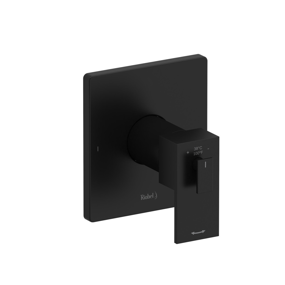 Riobel TUS44BK Kubik 1/2" Therm & Pressure Balance Trim With 2 Functions - Black
