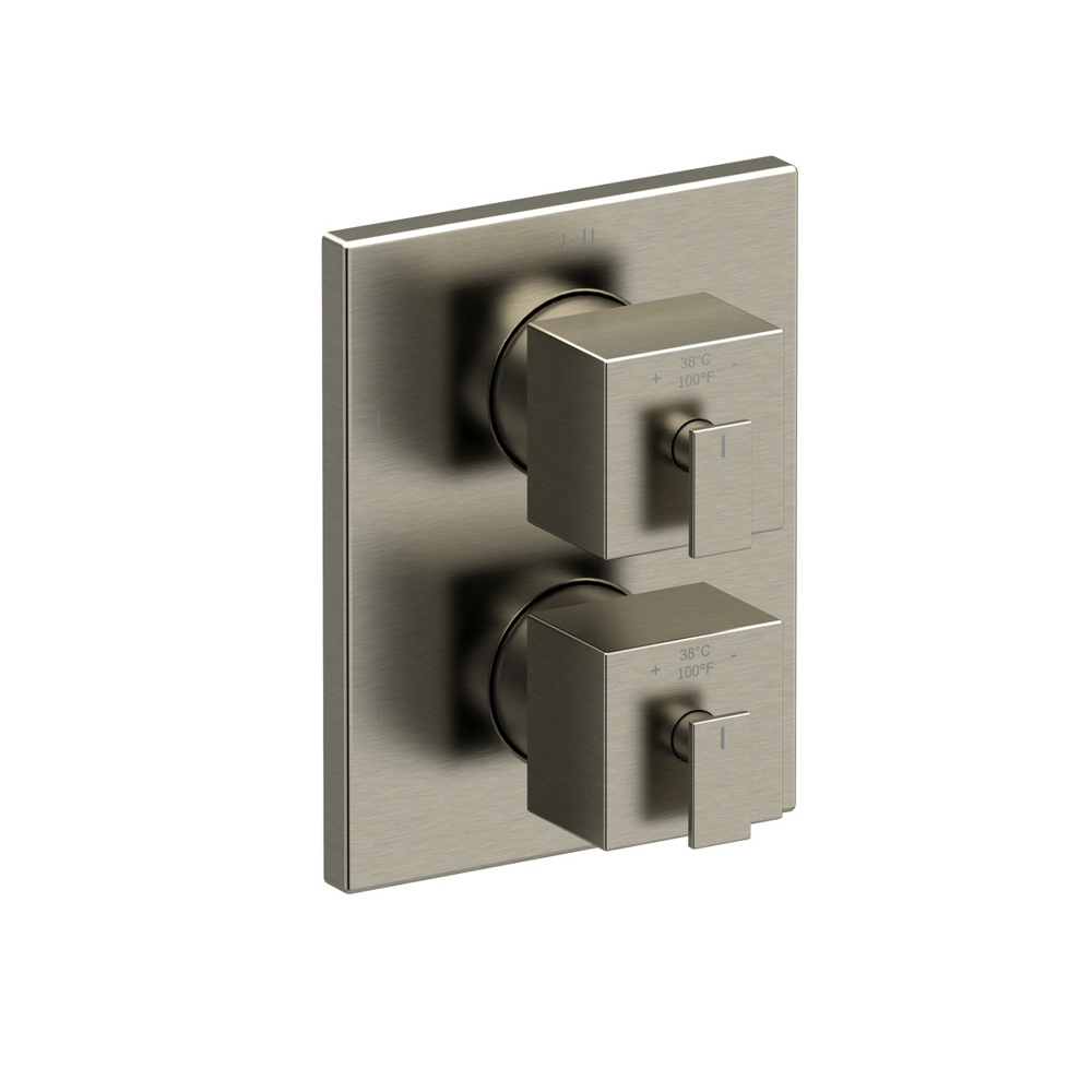 Riobel TUS46BN Kubik 3/4" Therm & Pressure Balance Trim With 6 Functions - Brushed Nickel