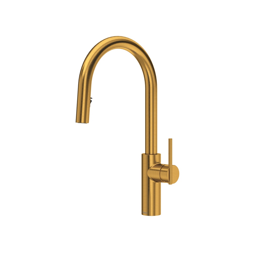 Riobel LT201BG Lateral Pull-Down Kitchen Faucet With C-Spout - Brushed Gold