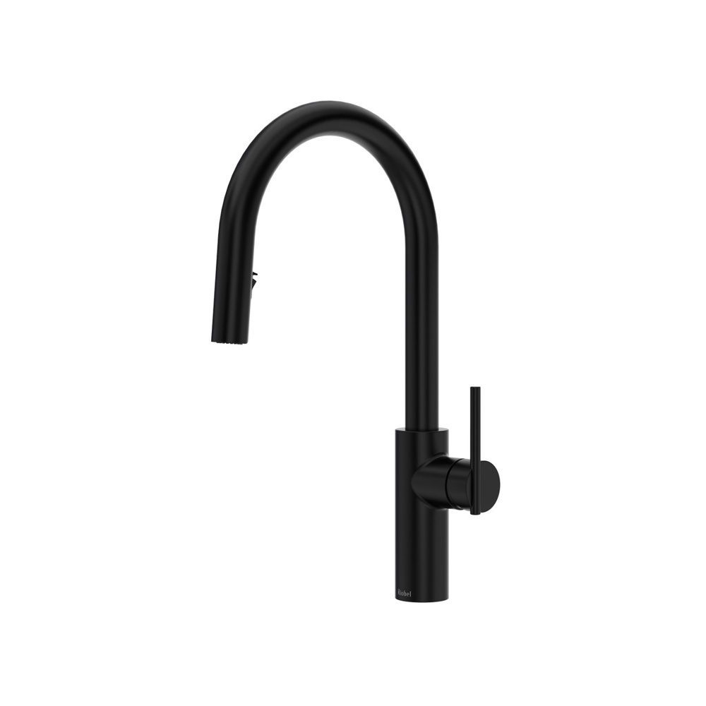 Riobel LT201BK Lateral Pull-Down Kitchen Faucet With C-Spout - Black