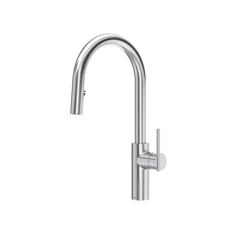 Riobel LT201SS Lateral Pull-Down Kitchen Faucet With C-Spout - Stainless Steel