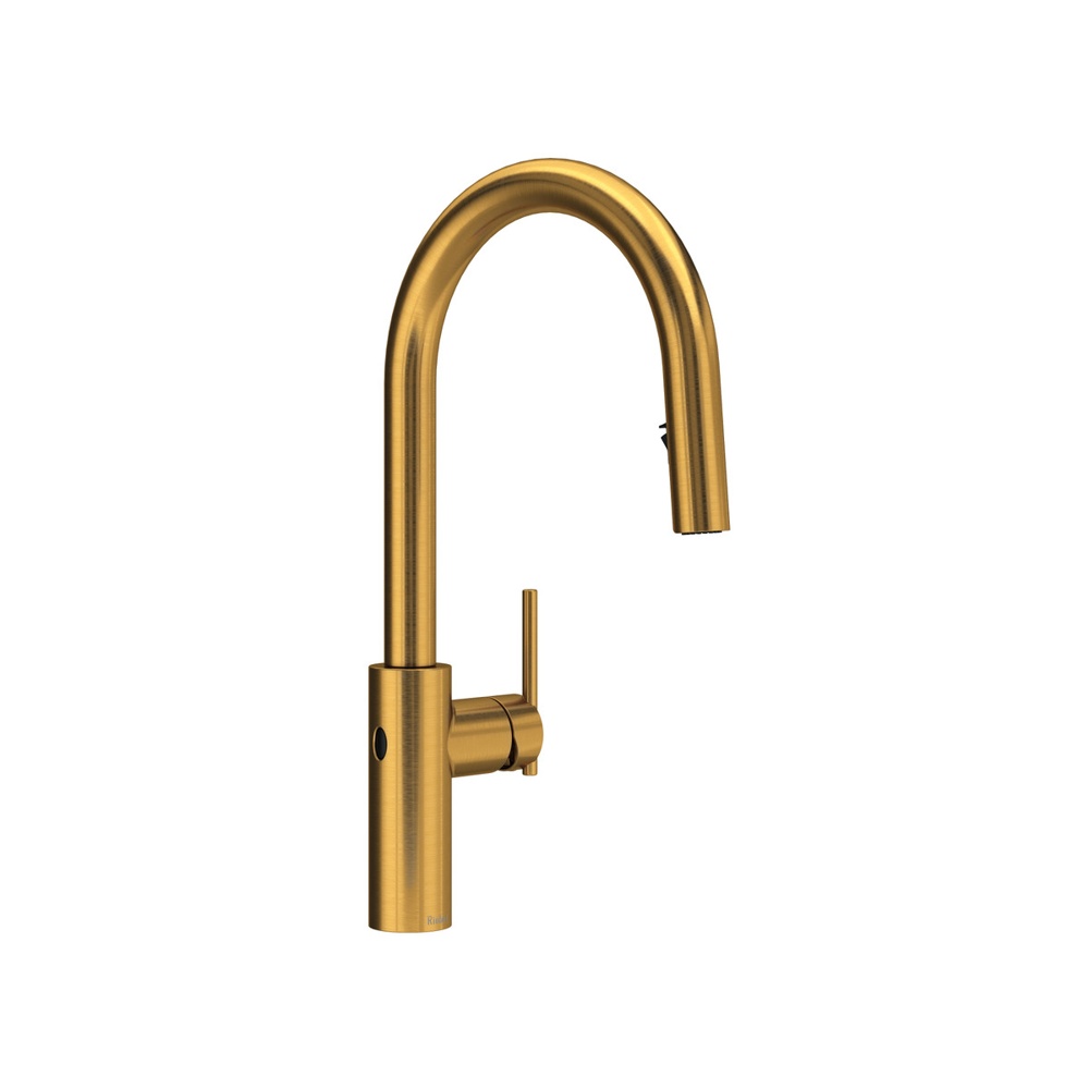 Riobel LT211BG Lateral Pull-Down Touchless Kitchen Faucet With C-Spout - Brushed Gold