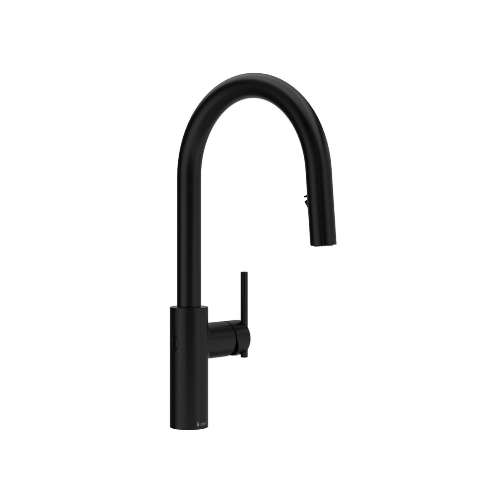 Riobel LT211BK Lateral Pull-Down Touchless Kitchen Faucet With C-Spout - Black