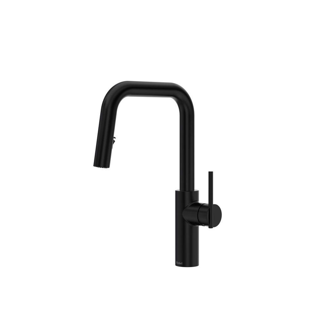 Riobel LTSQ201BK Lateral Pull-Down Kitchen Faucet With U-Spout - Black
