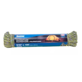 KingCord 300841 #5 5/32" x 100ft Hollow Core Polypropylene Rope - Black, Blue & Yellow