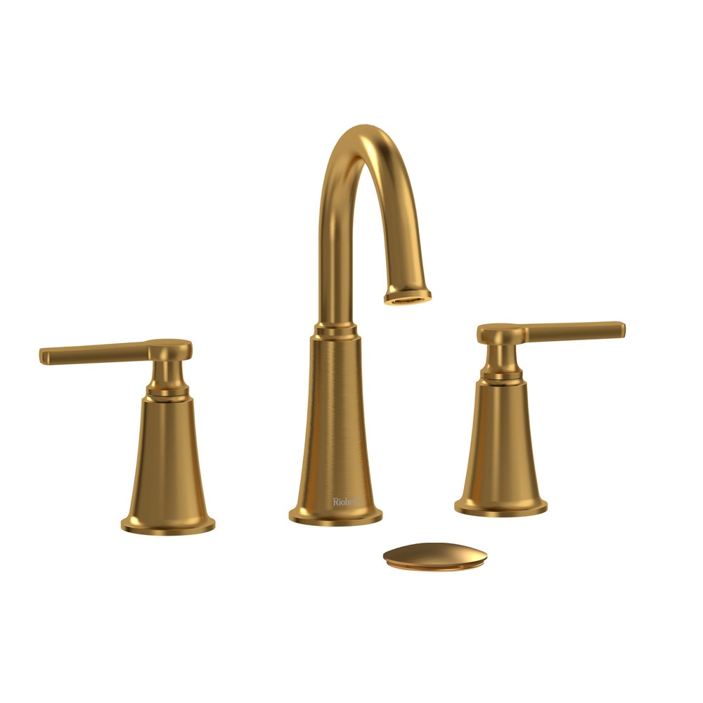 Riobel MMRD08JBG Momenti Widespread Lavatory Faucet With C-Spout - Brushed Gold