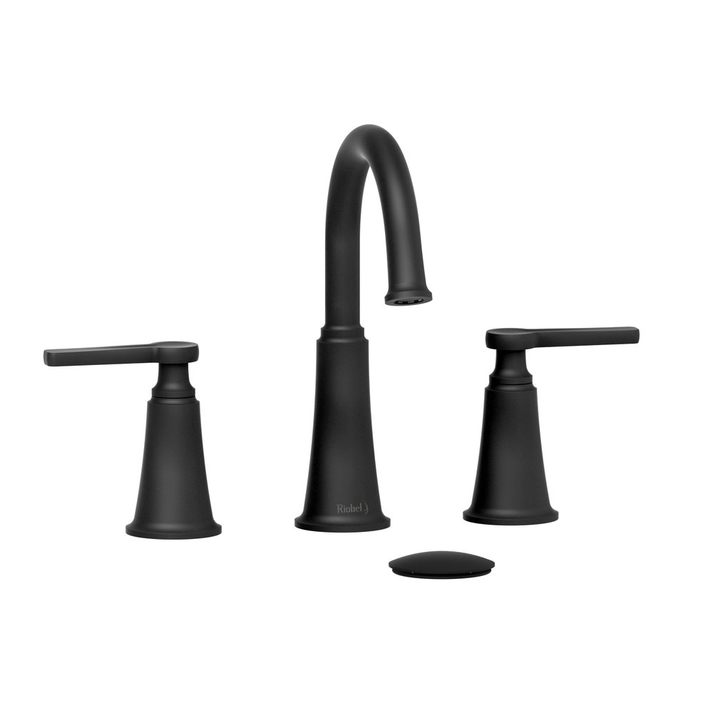 Riobel MMRD08JBK Momenti Widespread Lavatory Faucet With C-Spout - Black
