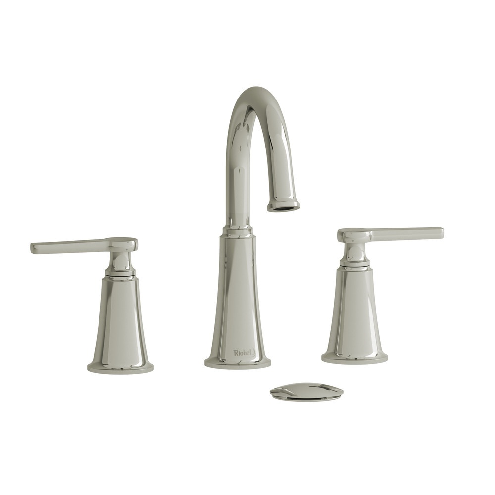 Riobel MMRD08JPN Momenti Widespread Lavatory Faucet With C-Spout - Polished Nickel