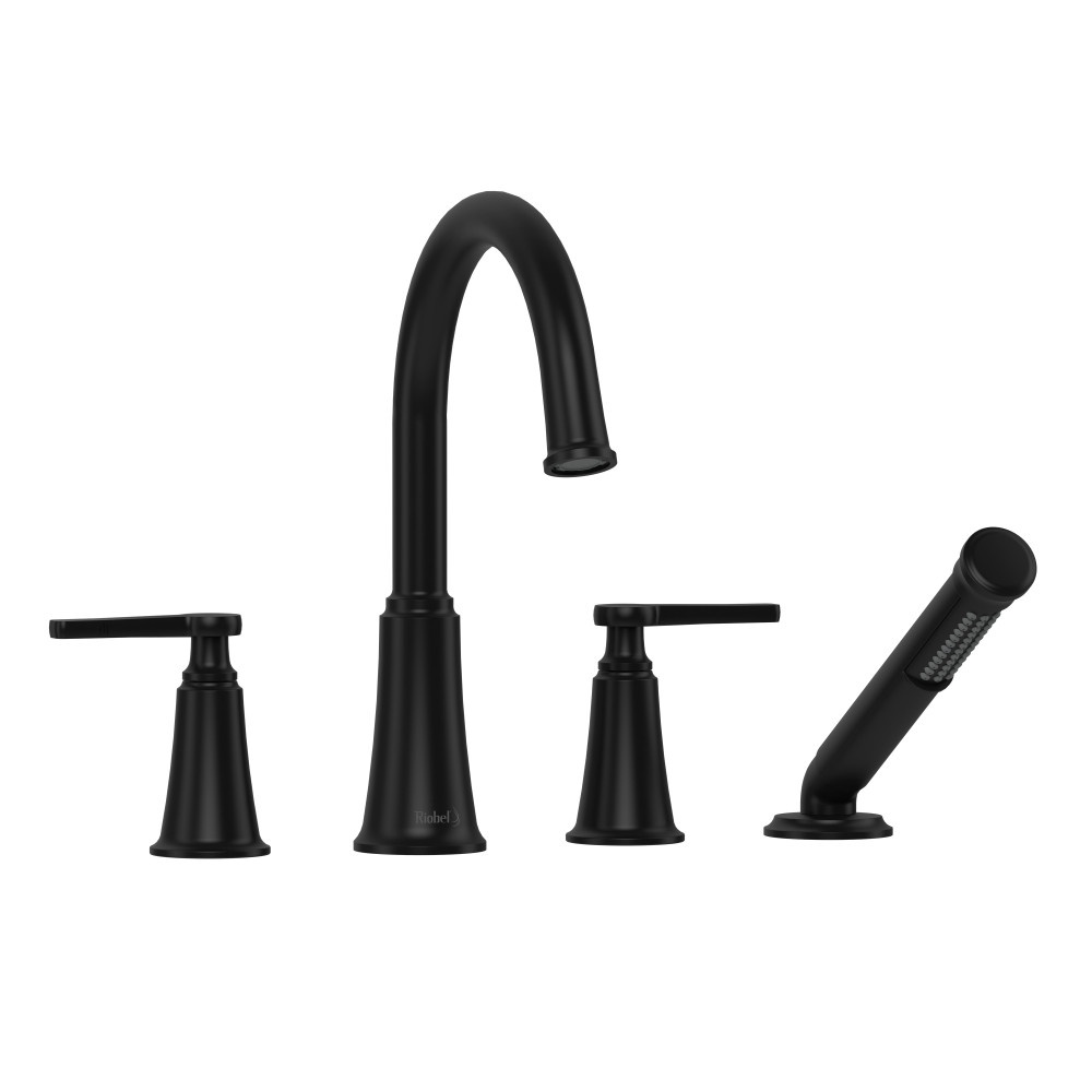 Riobel MMRD12JBK Momenti 4-Hole Deck Mount Tub Filler With C-Spout - Black