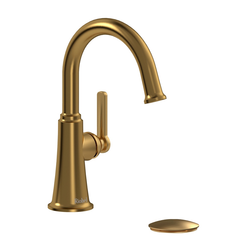 Riobel MMRDS01JBG Momenti Single Handle Lavatory Faucet With C-Spout - Brushed Gold