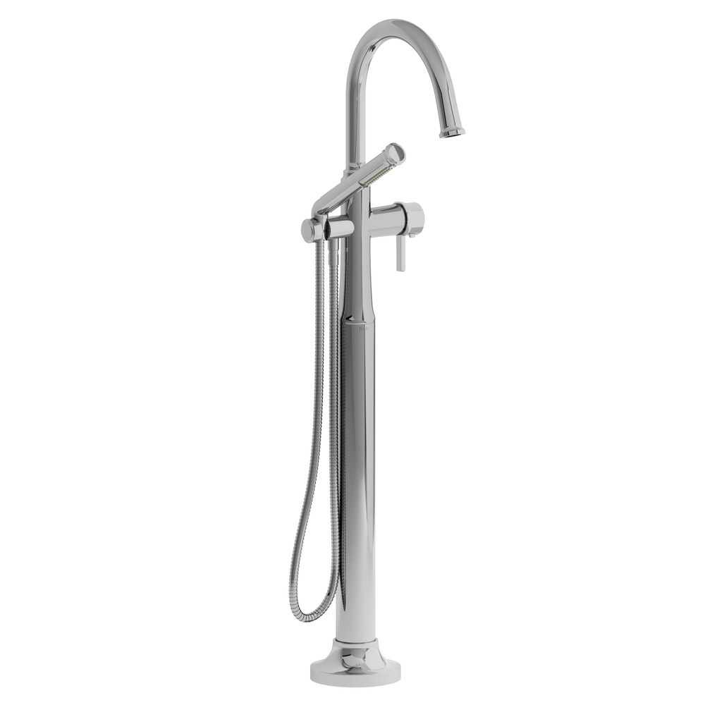 Riobel TMMRD39JC Momenti Thermostatic Single Hole Floor Mount Tub Filler Trim With C-Spout - Chrome