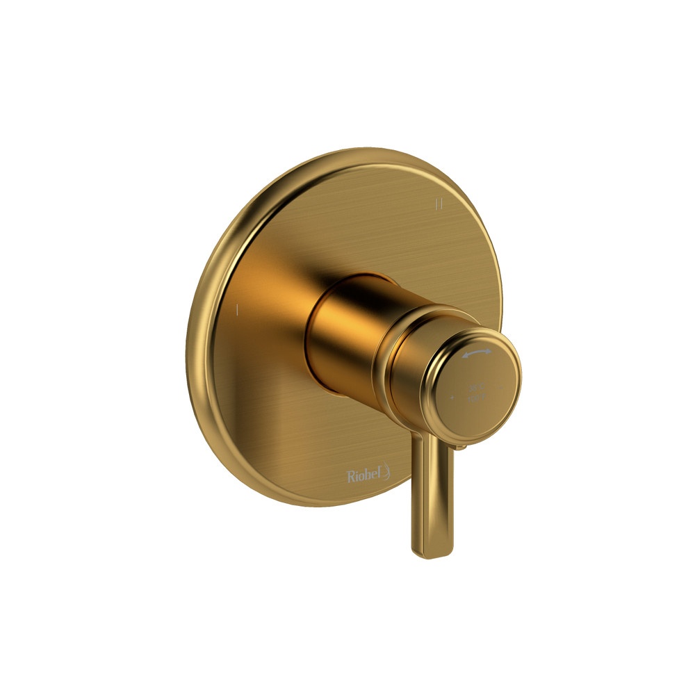 Riobel TMMRD47JBG Momenti 1/2" Therm & Pressure Balance Trim With 3 Functions - Brushed Gold