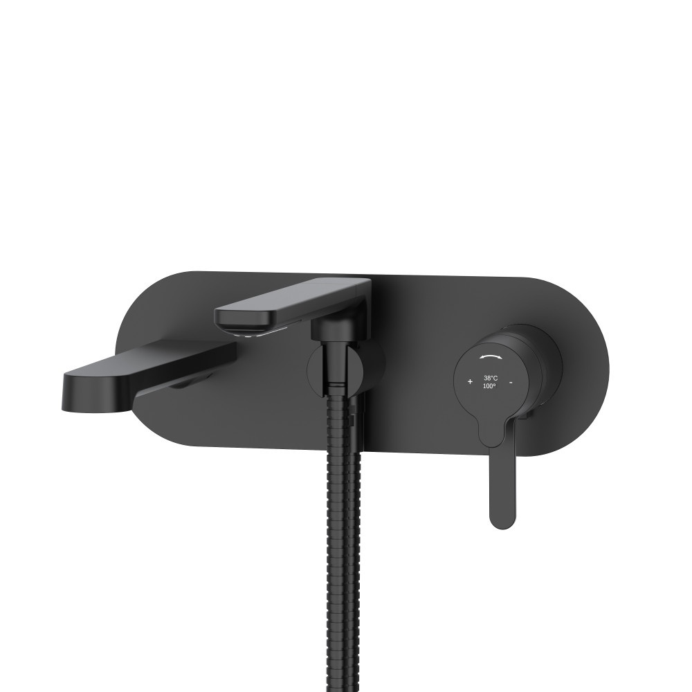 Riobel TNB21BK Nibi Wall Mount Thermostatic/Pressure Balance Tub Filler Trim - Black