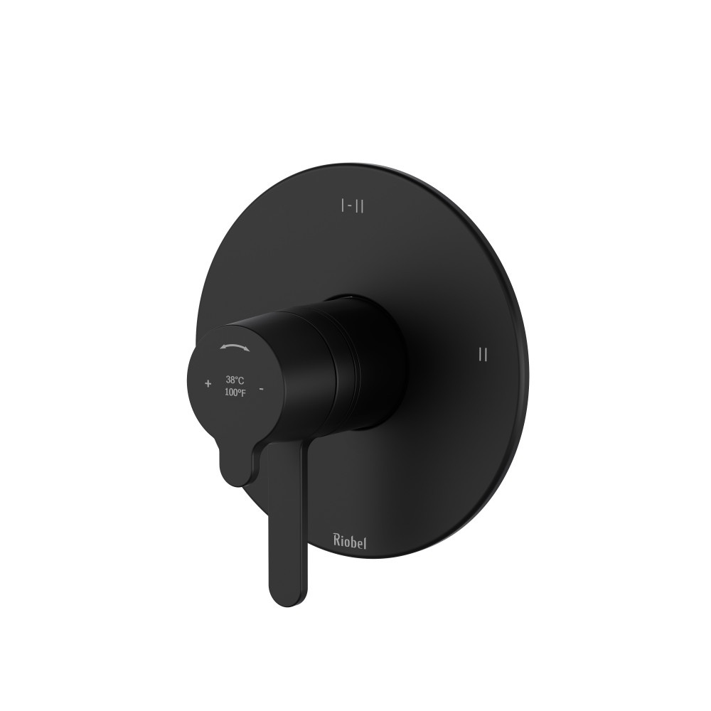 Riobel TNB23BK Nibi 1/2" Therm & Pressure Balance Trim With 3 Functions - Black