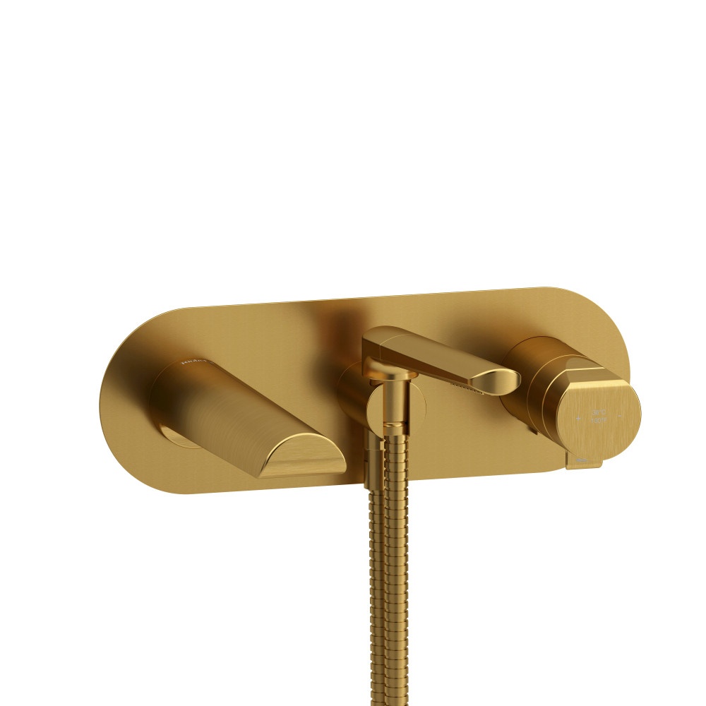 Riobel TPB21BG Parabola Wall Mount Thermostatic/Pressure Balance Tub Filler Trim - Brushed Gold