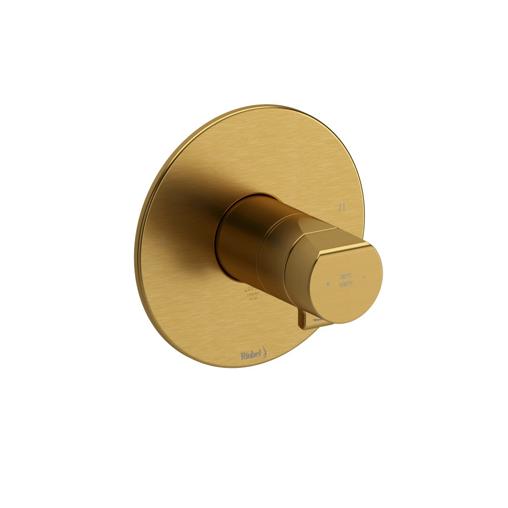 Riobel TPB44BG Parabola 1/2" Therm & Pressure Balance Trim With 2 Functions - Brushed Gold