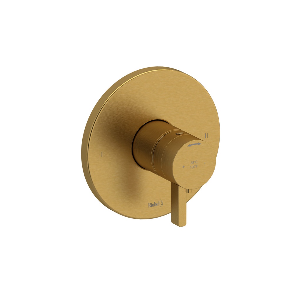 Riobel TPXTM44BG Paradox 1/2" Therm & Pressure Balance Trim With 2 Functions - Brushed Gold