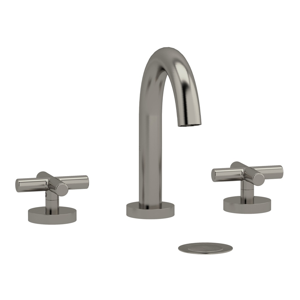 Riobel RU08+BN Riu Widespread Lavatory Faucet With C-Spout - Brushed Nickel