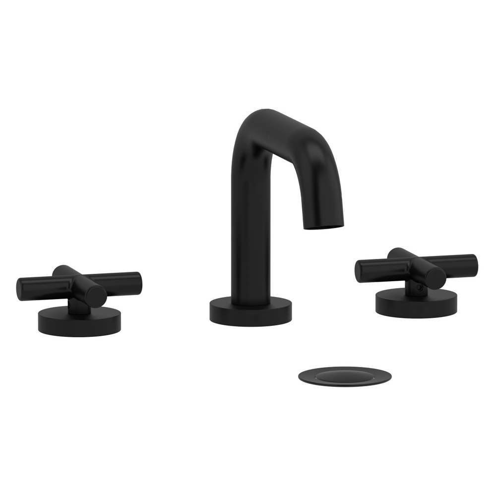 Riobel RUSQ08+BK Riu Widespread Lavatory Faucet With U-Spout - Black