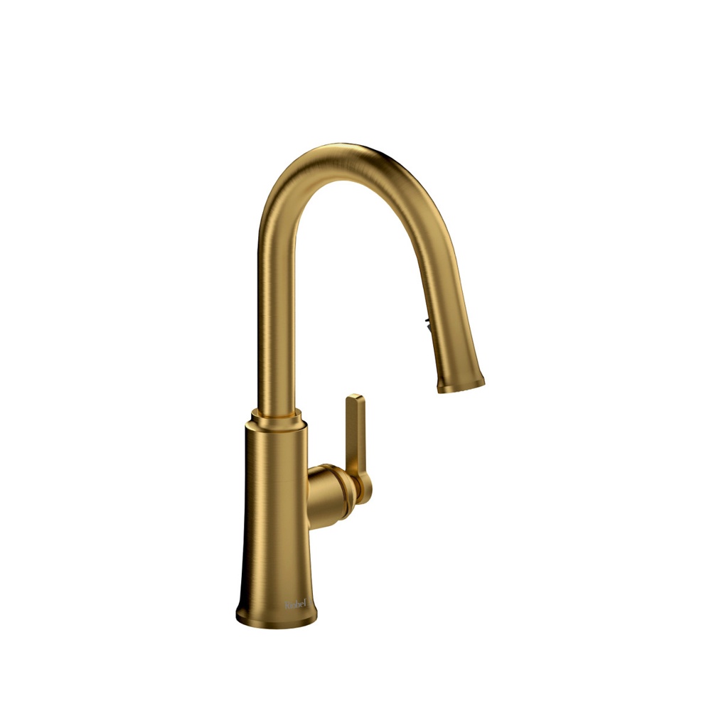 Riobel TTRD101BG Trattoria Pull-Down Kitchen Faucet With C-Spout - Brushed Gold