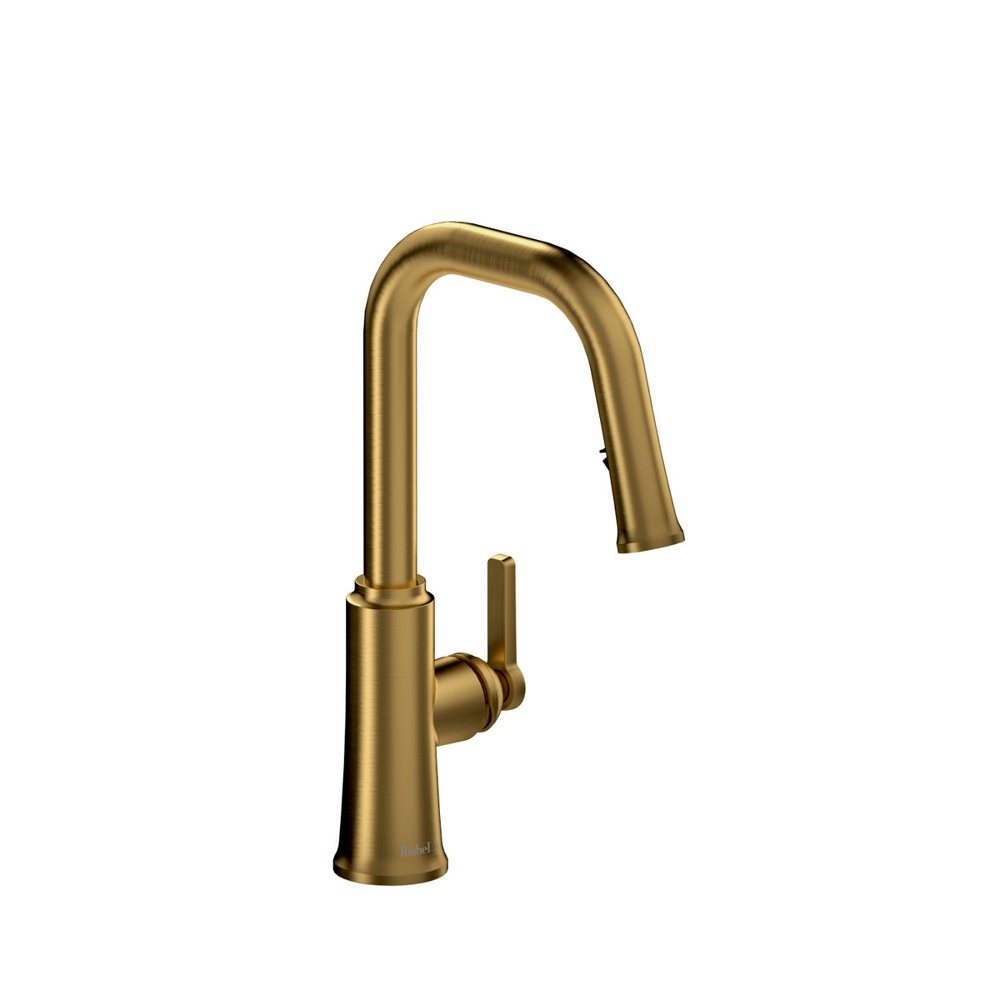 Riobel TTSQ101BG Trattoria Pull-Down Kitchen Faucet With U-Spout - Brushed Gold