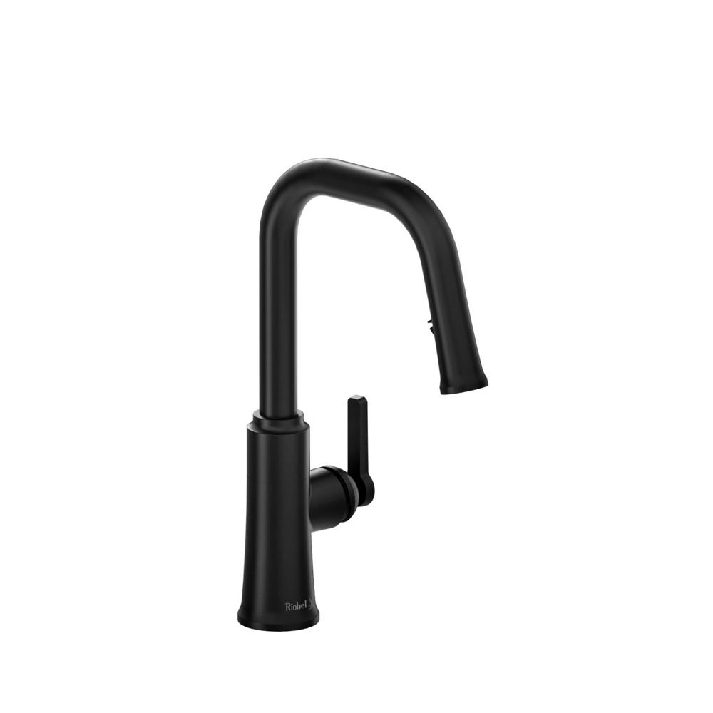Riobel TTSQ101BK Trattoria Pull-Down Kitchen Faucet With U-Spout - Black