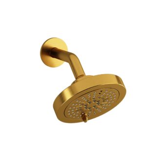 Riobel 366BG-WS 6" 6-Function Showerhead With Arm - Brushed Gold