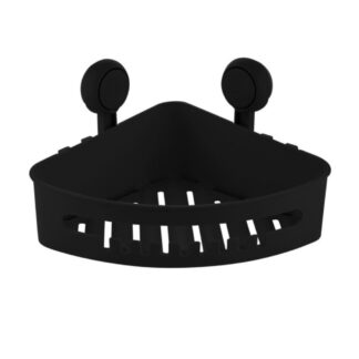 Moda at Home 305006-BLK Gel-Suction Lock Corner Shower Basket - Matte Black