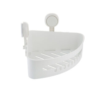 Moda at Home 305006-WHT Gel-Suction Lock Corner Shower Basket - White
