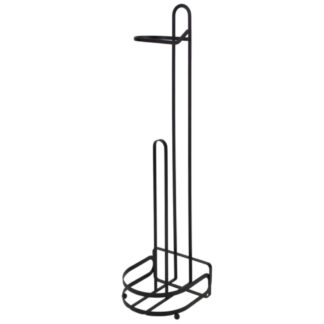 Moda at Home 305952-BLK Earl Metal Toilet Paper Stand & Reserve - Black