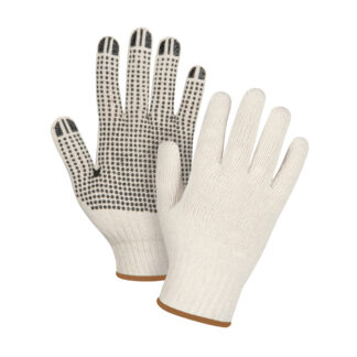 SCN SEE941 Large Knit Dotted Cotton Gloves, 12 Pack - Brown