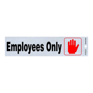 Hillman 839832 2" x 8" "EMPLOYEES ONLY" Adhesive Sign - Aluminum, Black & Red