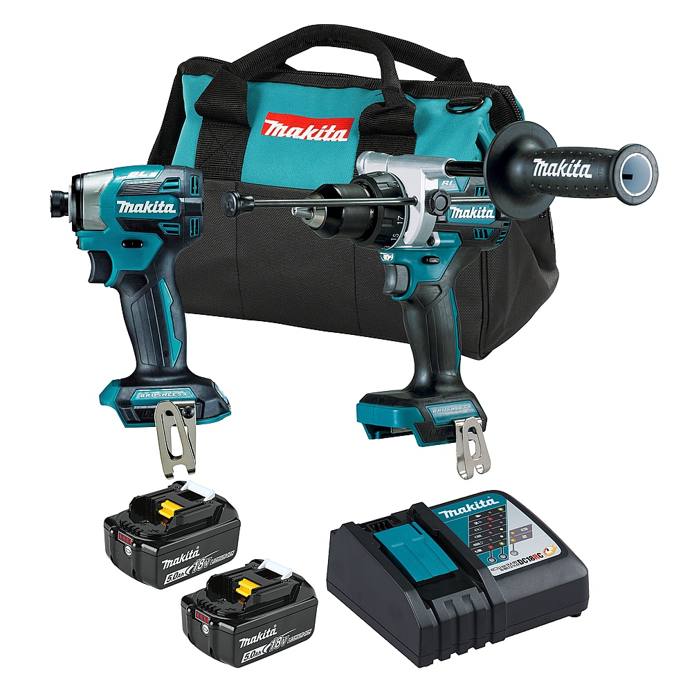 Makita DLX2516TX1 18V LXT Brushless 2 Tool Combo Kit (5.0Ah x2) - DHP486Z & DTD173Z