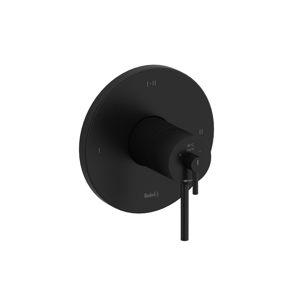 Riobel TGS23BK GS GS 1/2" Therm & Pressure Balance Trim With 3 Functions - Black