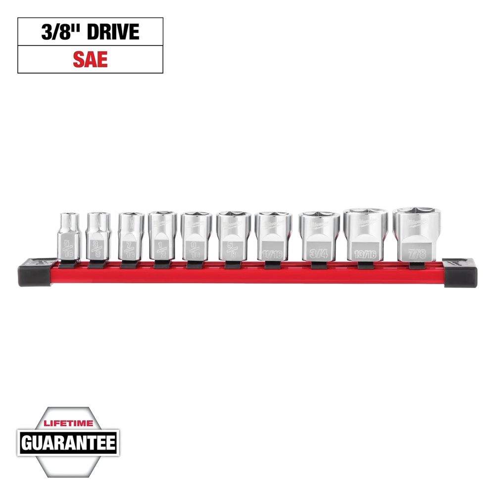 Milwaukee 48-22-9403 10pc 3/8" SAE Sockets with FOUR FLAT™ Sides