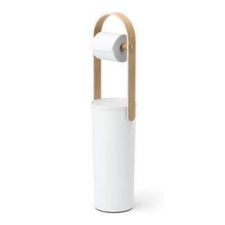 Umbra 1022314-668 Bellwood Toilet Paper Reserve & Holder - White & Natural