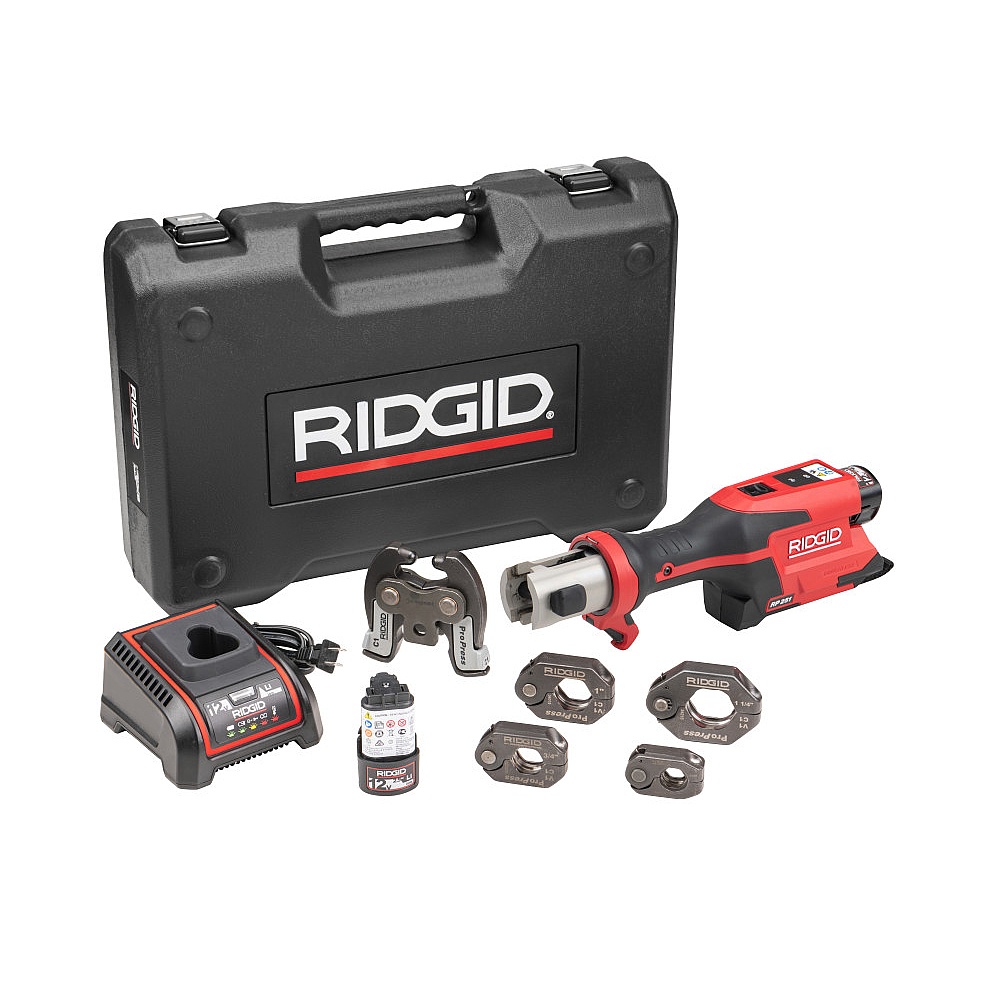 Ridgid 78198 RP 251 Press Tool Battery Kit with ProPress Rings (1/2"-1-1/4") and C1 Actuator