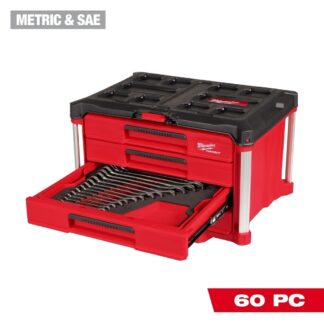 Milwaukee 48-22-9492 60pc. Metric & SAE Combination Wrench Set with PACKOUT™ 4 Drawer Tool Box