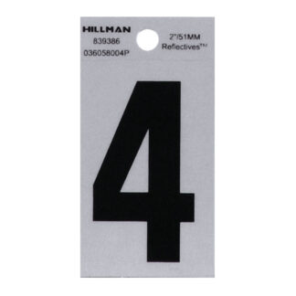 Hillman 839386 2" Reflective Adhesive Number, #4 - Black & Silver