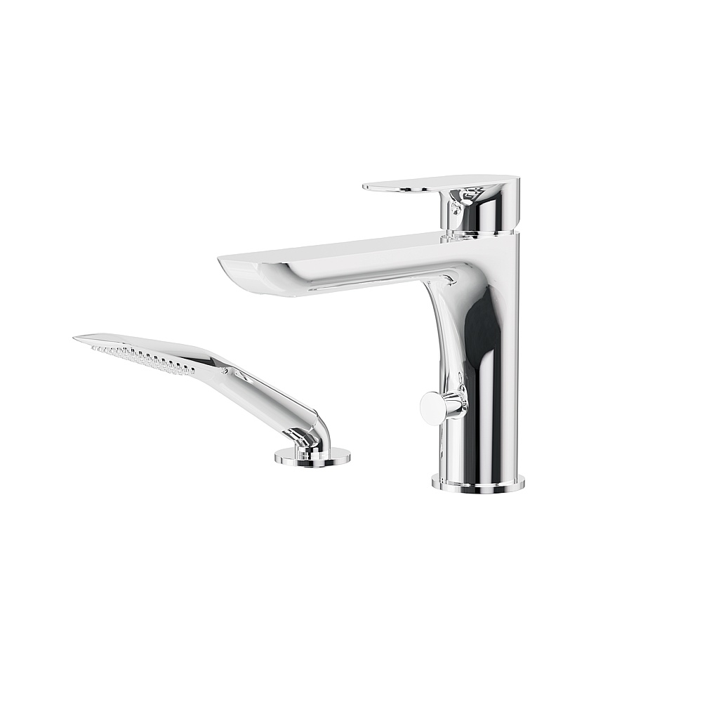 Aquabrass Xpress ABFB56074PC 56074 Must Deck Tub Filler with Handshower - Polished Chrome