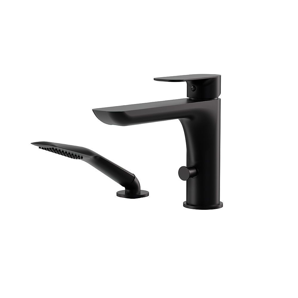 Aquabrass Xpress ABFB56074EBK 56074 Must Deck Tub Filler with Handshower - Electro Black