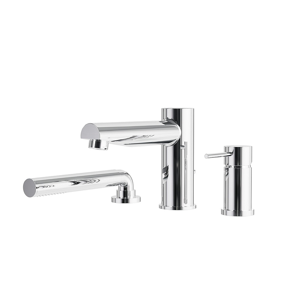 Aquabrass Xpress ABFB61N13PC 61N13 Volare 3 Pcs Deck Tub Filler with Handshower - Polished Chrome