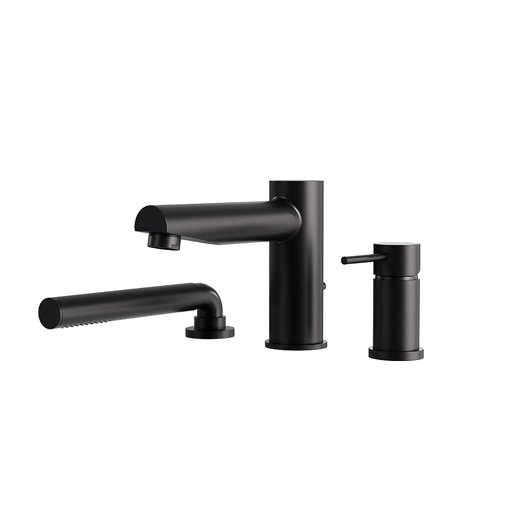 Aquabrass Xpress ABFB61N13EBK 61N13 Volare 3 Pcs Deck Tub Filler with Handshower - Electro Black