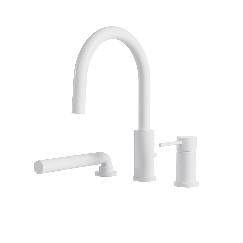 Aquabrass Xpress ABFB62313WH 62313 Umix 3 Pcs Tub Filler with Handshower - White
